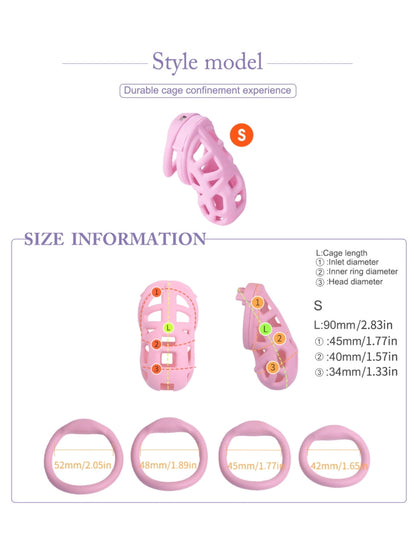 Chastity Cage with Embedded Lock Cylinder / Pink