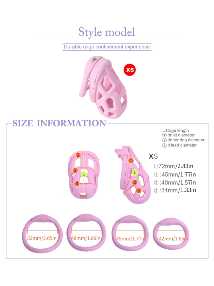 Chastity Cage with Embedded Lock Cylinder / Pink