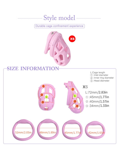 Chastity Cage with Embedded Lock Cylinder / Pink